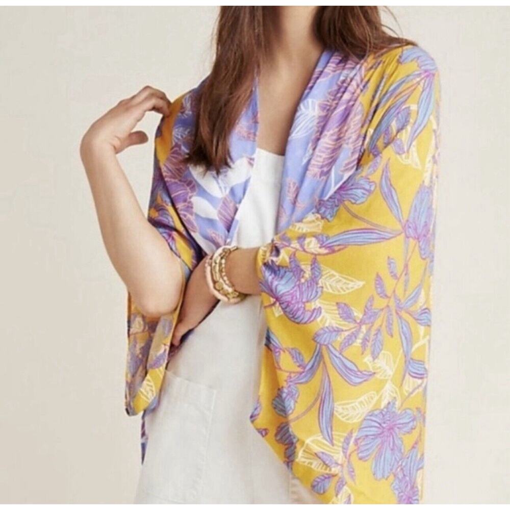 Kachel X Anthropologie Womens Voyager Cocoon Kimono One Size‎ Floral Boho Retro